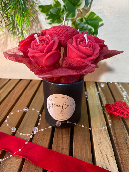 Bouquet de bougies Rouge (parfum à la Rose) - Taille S