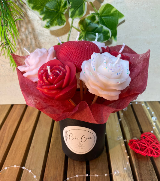 Bouquet de bougies Rouge & Blanc (parfum à la Rose) - Taille S